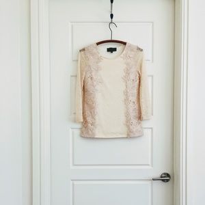 NWOT Anthropologie cream lace shirt, size XS